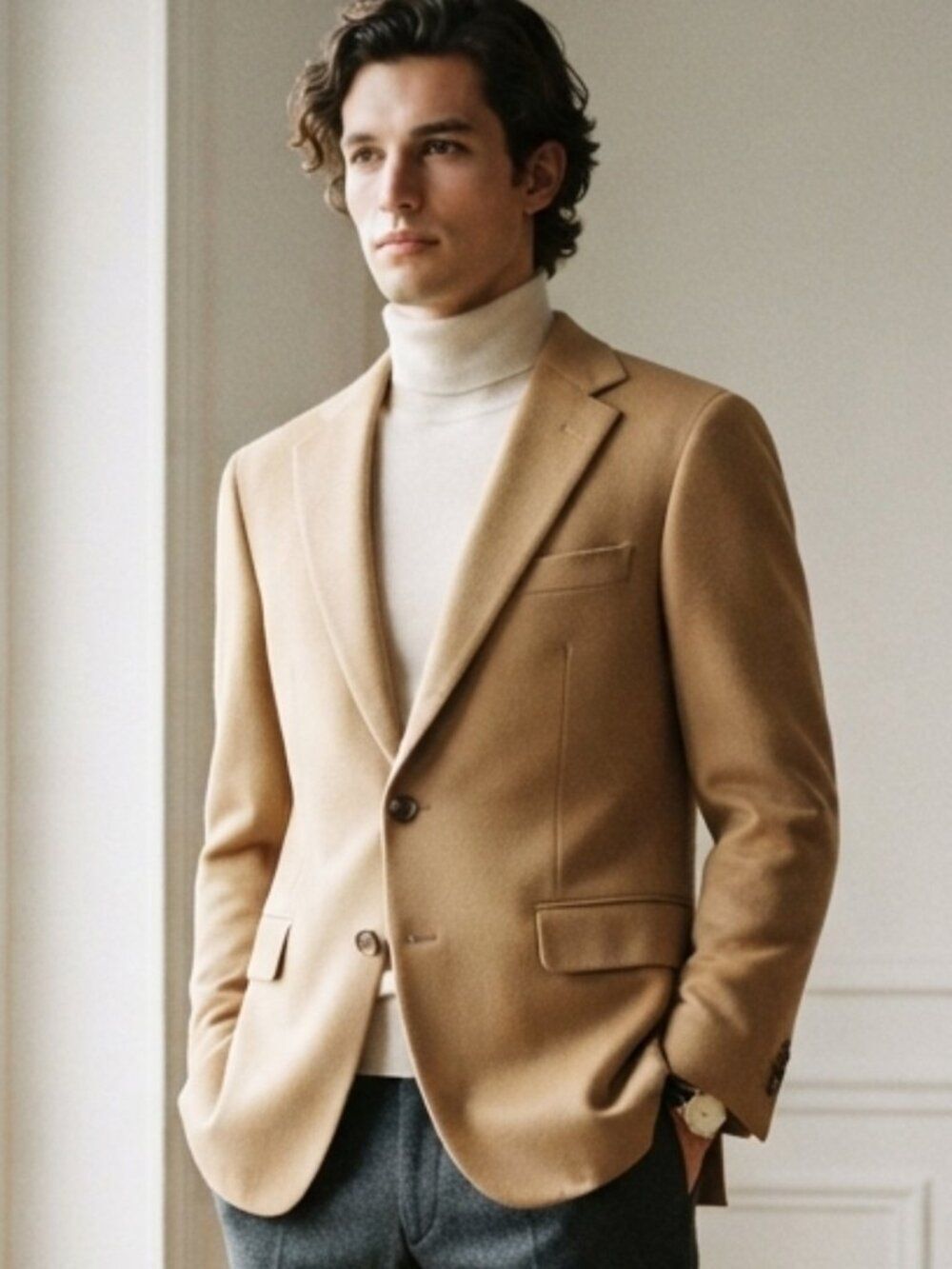 Jos. A. Bank Camel Tan Cashmere Single-Breasted Sport Coat 42L